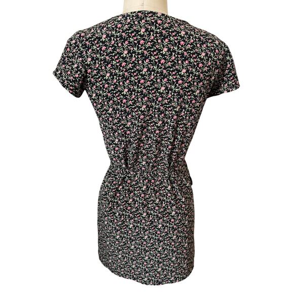 Agnes B. Short Black Floral Wrap Dress Size 1/ Small - Picture 3 of 5